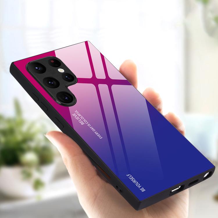 For Samsung Galaxy S25 Ultra 5G Gradient Color Glass Phone Case(Purple Red) - Galaxy S25 Ultra 5G Cases by PMC Jewellery | Online Shopping South Africa | PMC Jewellery | Buy Now Pay Later Mobicred