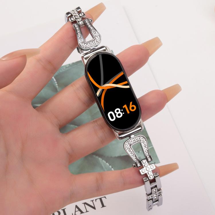 For Xiaomi Smart Band 9 / 8 U-shaped Diamond Bracelet Metal Watch Band(Silver) - free shipping - PMC TechLife - Order now!