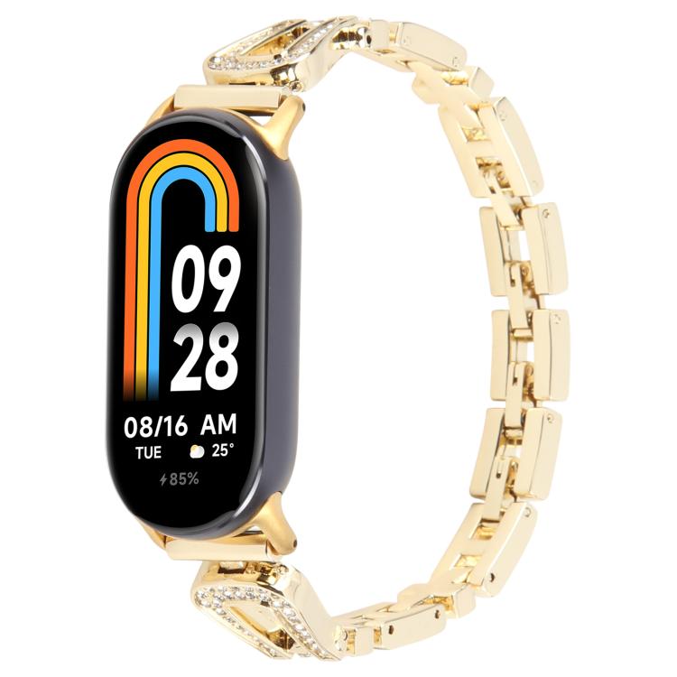 For Xiaomi Smart Band 9 / 8 U-shaped Diamond Bracelet Metal Watch Band(Gold) - free shipping - PMC TechLife - Order now!