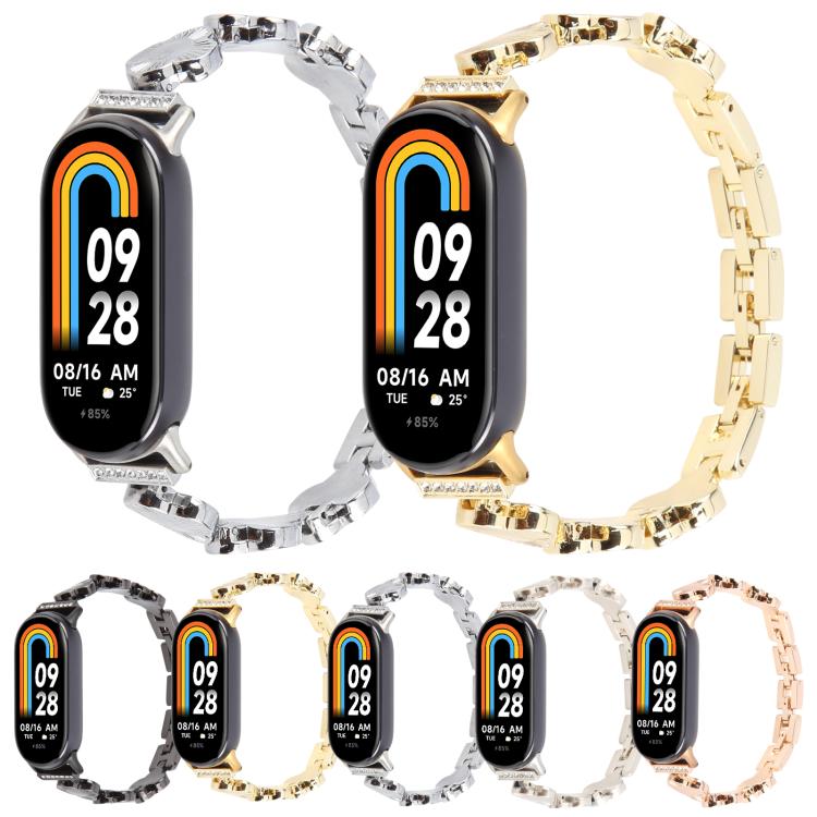 For Xiaomi Smart Band 9 / 8 Four-petaled Flower Diamond Bracelet Metal Watch Band(Gold) - free shipping - PMC TechLife - Order now!