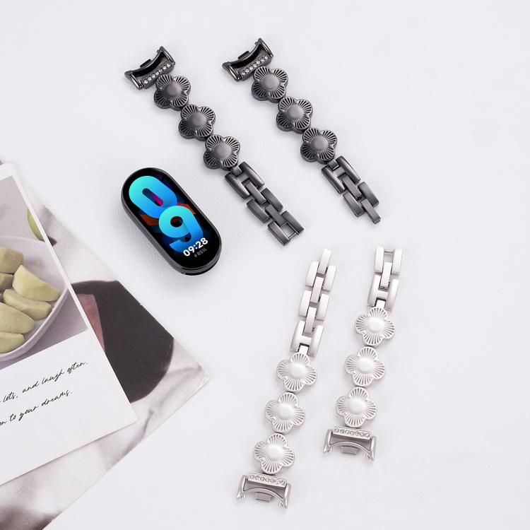 For Xiaomi Smart Band 9 / 8 Four-petaled Flower Diamond Bracelet Metal Watch Band(Rose Gold) - free shipping - PMC TechLife - Order now!