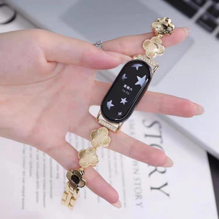 For Xiaomi Smart Band 9 / 8 Four-petaled Flower Diamond Bracelet Metal Watch Band(Silver) - free shipping - PMC TechLife - Order now!