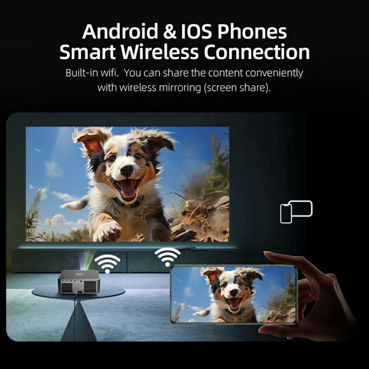 AUN U002 1920x1080P 970ANSI Android 12 Home Theater Smart Projector, EU Plug(Dark Grey) - LED Projector by AUN | Online Shopping South Africa | PMc TechLife | Buy Now Pay Later Mobicred
