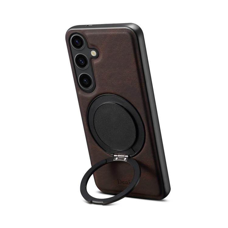 For Samsung Galaxy S25 5G Denior A14 Skin Feel Rotating Holder MagSafe Phone Case(Brown) - free shipping - PMC Jewellery - Order now!