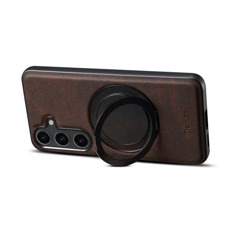 For Samsung Galaxy S25+ 5G Denior A14 Skin Feel Rotating Holder MagSafe Phone Case(Brown) - Galaxy S25+ 5G Cases by Denior | Online Shopping South Africa | PMC Jewellery | Buy Now Pay Later Mobicred