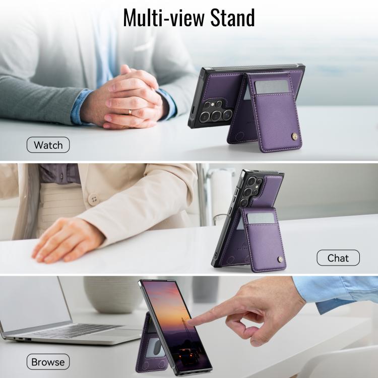 For Samsung Galaxy S25 Ultra 5G JEEHOOD J06 British Style RFID MagSafe Card Bag PU Phone Case(Purple) - Galaxy S25 Ultra 5G Cases by JEEHOOD | Online Shopping South Africa | PMC Jewellery | Buy Now Pay Later Mobicred