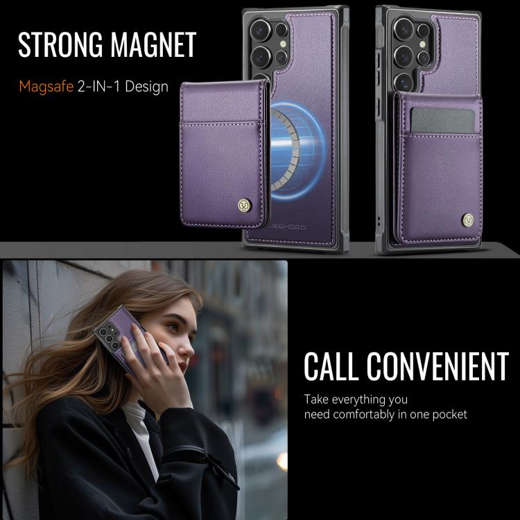 For Samsung Galaxy S25 Ultra 5G JEEHOOD J06 British Style RFID MagSafe Card Bag PU Phone Case(Purple) - Galaxy S25 Ultra 5G Cases by JEEHOOD | Online Shopping South Africa | PMC Jewellery | Buy Now Pay Later Mobicred