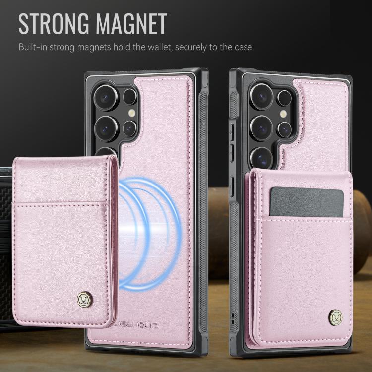 For Samsung Galaxy S25 Ultra 5G JEEHOOD J06 British Style RFID MagSafe Card Bag PU Phone Case(Pink) - Galaxy S25 Ultra 5G Cases by JEEHOOD | Online Shopping South Africa | PMC Jewellery | Buy Now Pay Later Mobicred