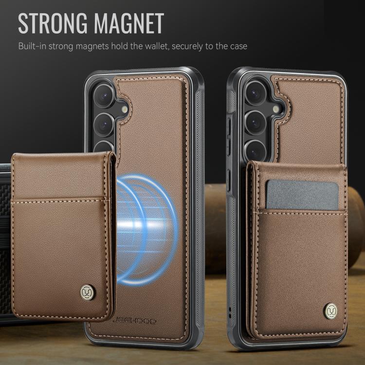 For Samsung Galaxy S25 5G JEEHOOD J06 British Style RFID MagSafe Card Bag PU Phone Case(Brown) - Galaxy S25 5G Cases by JEEHOOD | Online Shopping South Africa | PMC TechLife | Buy Now Pay Later Mobicred