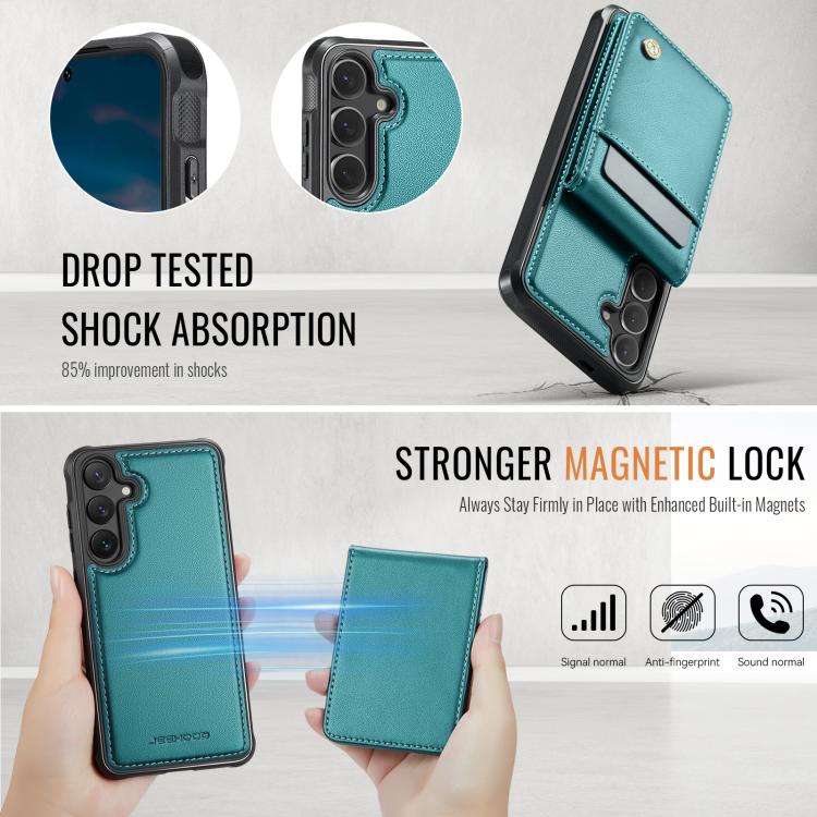 For Samsung Galaxy S25 5G JEEHOOD J06 British Style RFID MagSafe Card Bag PU Phone Case(Green) - Galaxy S25 5G Cases by JEEHOOD | Online Shopping South Africa | PMC Jewellery | Buy Now Pay Later Mobicred