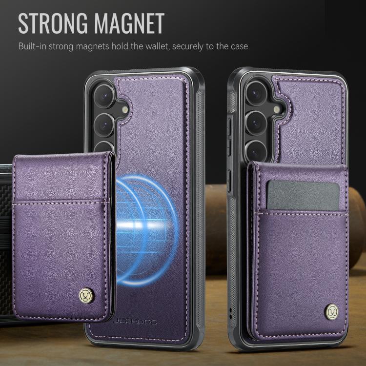 For Samsung Galaxy S25+ 5G JEEHOOD J06 British Style RFID MagSafe Card Bag PU Phone Case(Purple) - Galaxy S25+ 5G Cases by JEEHOOD | Online Shopping South Africa | PMC Jewellery | Buy Now Pay Later Mobicred