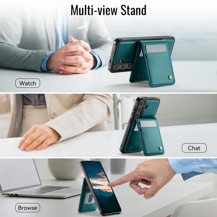 For Samsung Galaxy S25+ 5G JEEHOOD J06 British Style RFID MagSafe Card Bag PU Phone Case(Green) - Galaxy S25+ 5G Cases by JEEHOOD | Online Shopping South Africa | PMC Jewellery | Buy Now Pay Later Mobicred