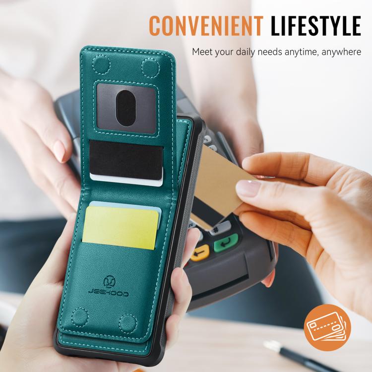 For Samsung Galaxy S25+ 5G JEEHOOD J06 British Style RFID MagSafe Card Bag PU Phone Case(Green) - Galaxy S25+ 5G Cases by JEEHOOD | Online Shopping South Africa | PMC Jewellery | Buy Now Pay Later Mobicred
