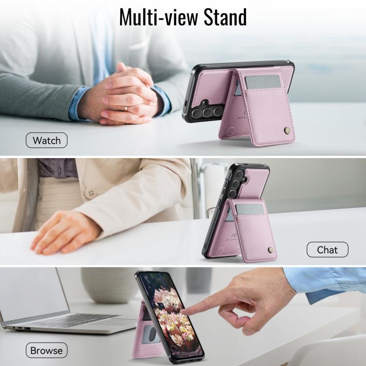 For Samsung Galaxy S25+ 5G JEEHOOD J06 British Style RFID MagSafe Card Bag PU Phone Case(Pink) - Galaxy S25+ 5G Cases by JEEHOOD | Online Shopping South Africa | PMC Jewellery | Buy Now Pay Later Mobicred