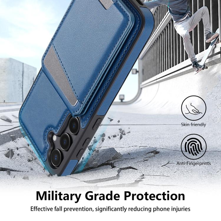 For Samsung Galaxy S25 5G Skin Feel Detachable Card Bag Magsafe Phone Case(Blue) - Galaxy S25 5G Cases by PMC Jewellery | Online Shopping South Africa | PMC Jewellery | Buy Now Pay Later Mobicred
