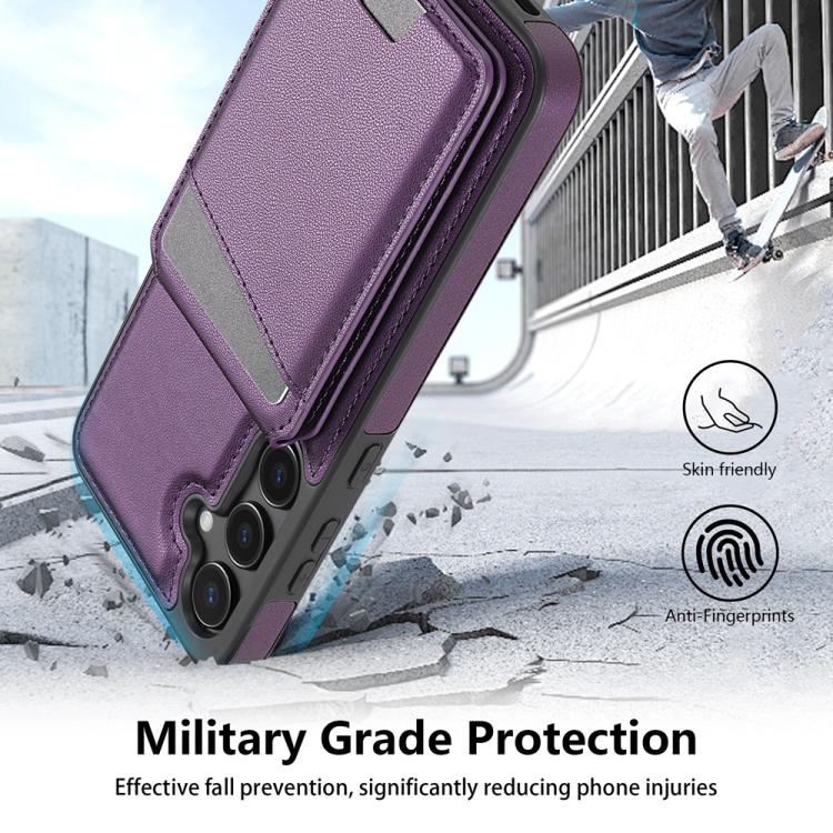For Samsung Galaxy S25 5G Skin Feel Detachable Card Bag Magsafe Phone Case(Purple) - Galaxy S25 5G Cases by PMC Jewellery | Online Shopping South Africa | PMC Jewellery | Buy Now Pay Later Mobicred