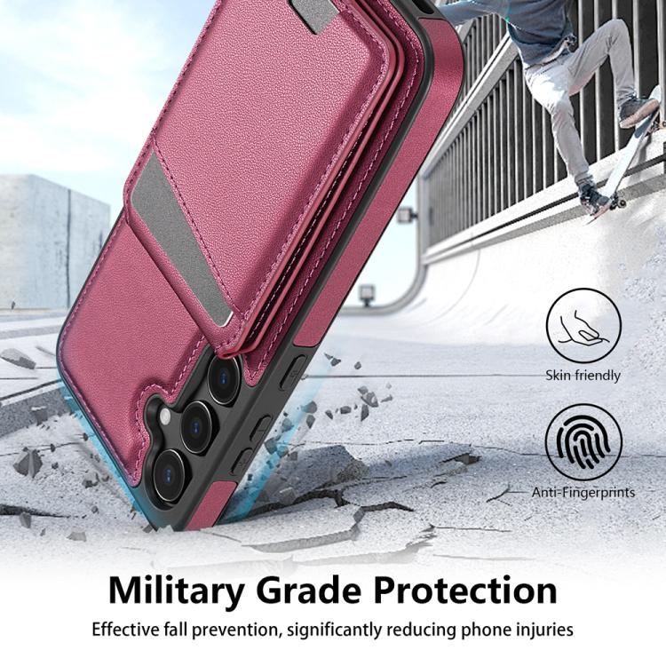 For Samsung Galaxy S25+ 5G Skin Feel Detachable Card Bag Magsafe Phone Case(Wine Red) - free shipping - PMC Jewellery - Order now!
