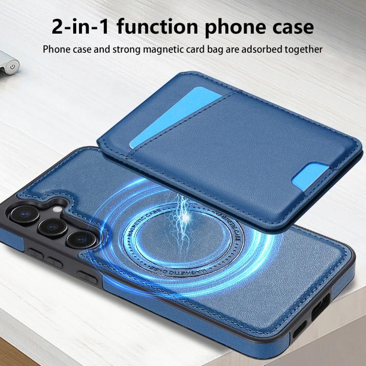 For Samsung Galaxy S25+ 5G Skin Feel Detachable Card Bag Magsafe Phone Case(Blue) - Galaxy S25+ 5G Cases by PMC Jewellery | Online Shopping South Africa | PMC Jewellery | Buy Now Pay Later Mobicred