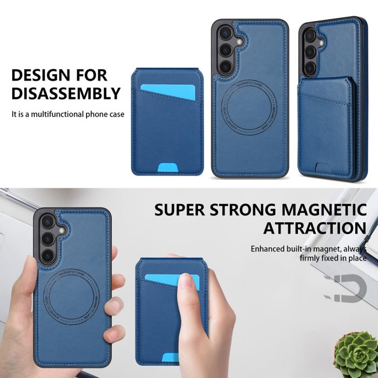 For Samsung Galaxy S25+ 5G Skin Feel Detachable Card Bag Magsafe Phone Case(Blue) - Galaxy S25+ 5G Cases by PMC Jewellery | Online Shopping South Africa | PMC Jewellery | Buy Now Pay Later Mobicred