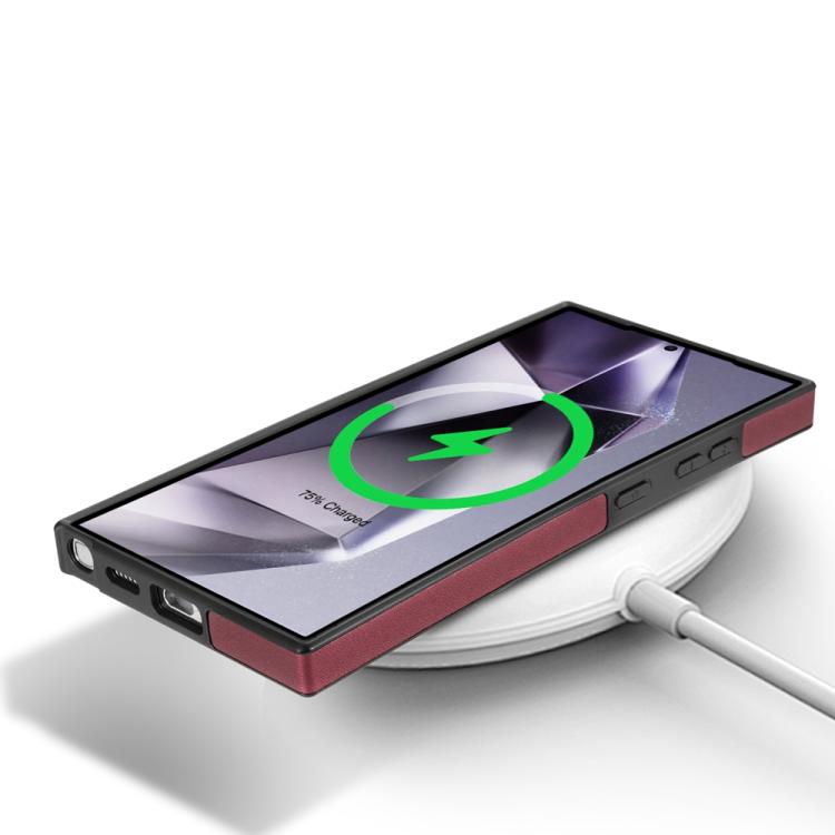 For Samsung Galaxy S25 Ultra 5G Skin Feel Detachable Card Bag Magsafe Phone Case(Wine Red) - Galaxy S25 Ultra 5G Cases by PMC Jewellery | Online Shopping South Africa | PMC Jewellery | Buy Now Pay Later Mobicred