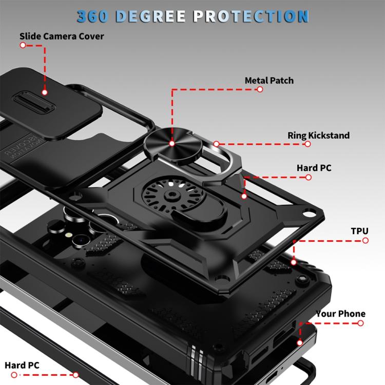 For Samsung Galaxy S25 Ultra 5G Sliding Camshield TPU Hybrid PC Phone Case with Holder(Black) - Galaxy S25 Ultra 5G Cases by PMC Jewellery | Online Shopping South Africa | PMC Jewellery | Buy Now Pay Later Mobicred