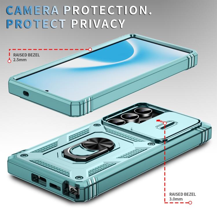 For Samsung Galaxy S25 Ultra 5G Sliding Camshield TPU Hybrid PC Phone Case with Holder(Green) - Galaxy S25 Ultra 5G Cases by PMC Jewellery | Online Shopping South Africa | PMC Jewellery | Buy Now Pay Later Mobicred