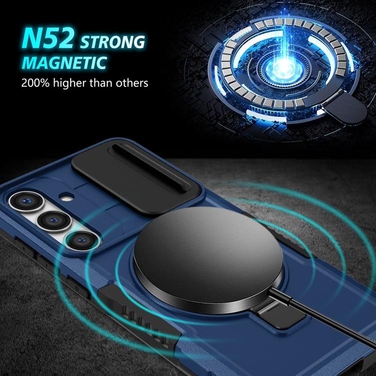 For Samsung Galaxy S25 5G Sliding Camshield MagSafe Holder TPU Hybrid PC Phone Case(Royal Blue) - Galaxy S25 5G Cases by PMC TechLife | Online Shopping South Africa | PMC TechLife | Buy Now Pay Later Mobicred