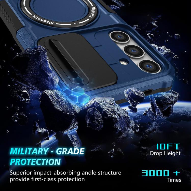 For Samsung Galaxy S25 5G Sliding Camshield MagSafe Holder TPU Hybrid PC Phone Case(Royal Blue) - Galaxy S25 5G Cases by PMC TechLife | Online Shopping South Africa | PMC TechLife | Buy Now Pay Later Mobicred