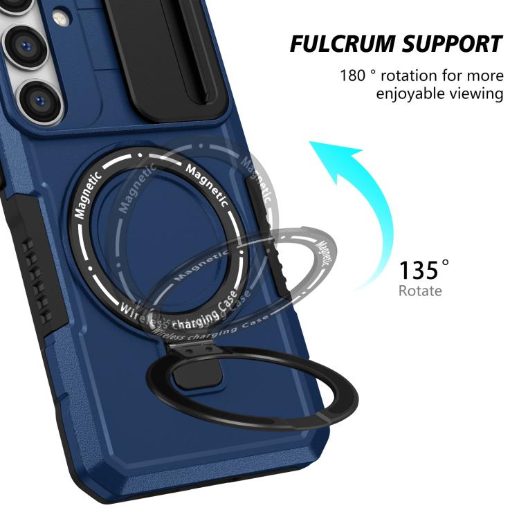 For Samsung Galaxy S25 5G Sliding Camshield MagSafe Holder TPU Hybrid PC Phone Case(Royal Blue) - Galaxy S25 5G Cases by PMC TechLife | Online Shopping South Africa | PMC TechLife | Buy Now Pay Later Mobicred