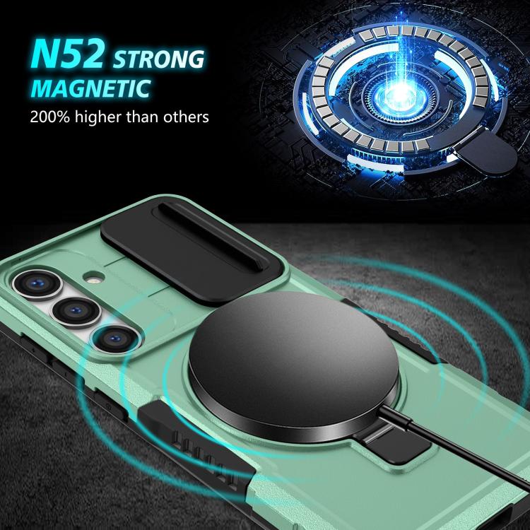 For Samsung Galaxy S25 5G Sliding Camshield MagSafe Holder TPU Hybrid PC Phone Case(Light Blue) - Galaxy S25 5G Cases by PMC TechLife | Online Shopping South Africa | PMC TechLife | Buy Now Pay Later Mobicred