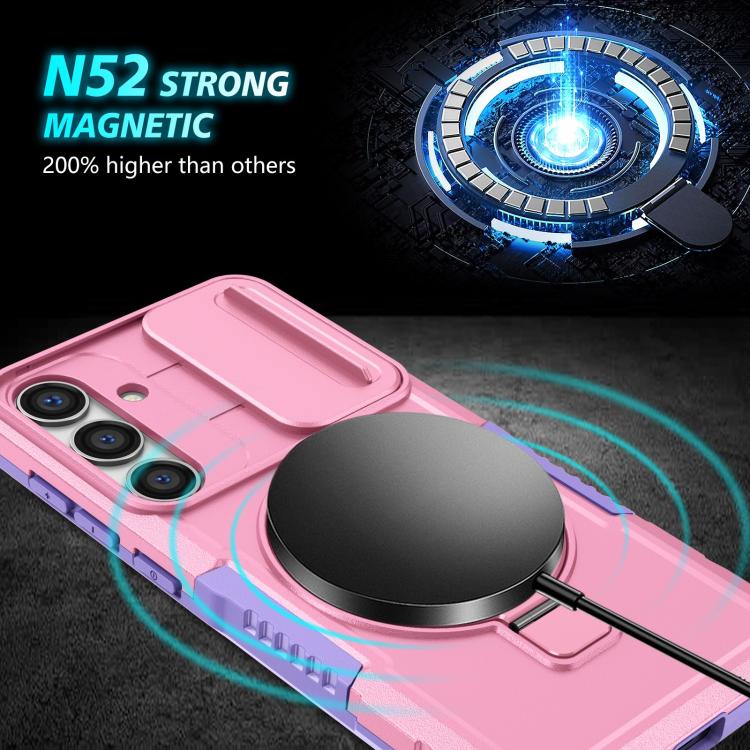 For Samsung Galaxy S25 5G Sliding Camshield MagSafe Holder TPU Hybrid PC Phone Case(Purple Pink) - Galaxy S25 5G Cases by PMC TechLife | Online Shopping South Africa | PMC TechLife | Buy Now Pay Later Mobicred