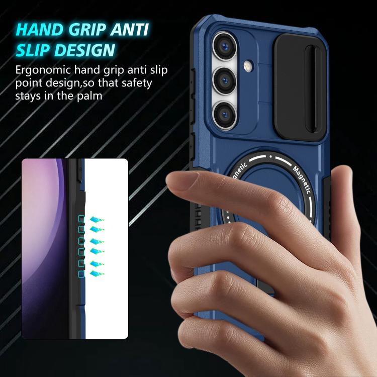 For Samsung Galaxy S25+ 5G Sliding Camshield MagSafe Holder TPU Hybrid PC Phone Case(Royal Blue) - Galaxy S25+ 5G Cases by PMC TechLife | Online Shopping South Africa | PMC TechLife | Buy Now Pay Later Mobicred