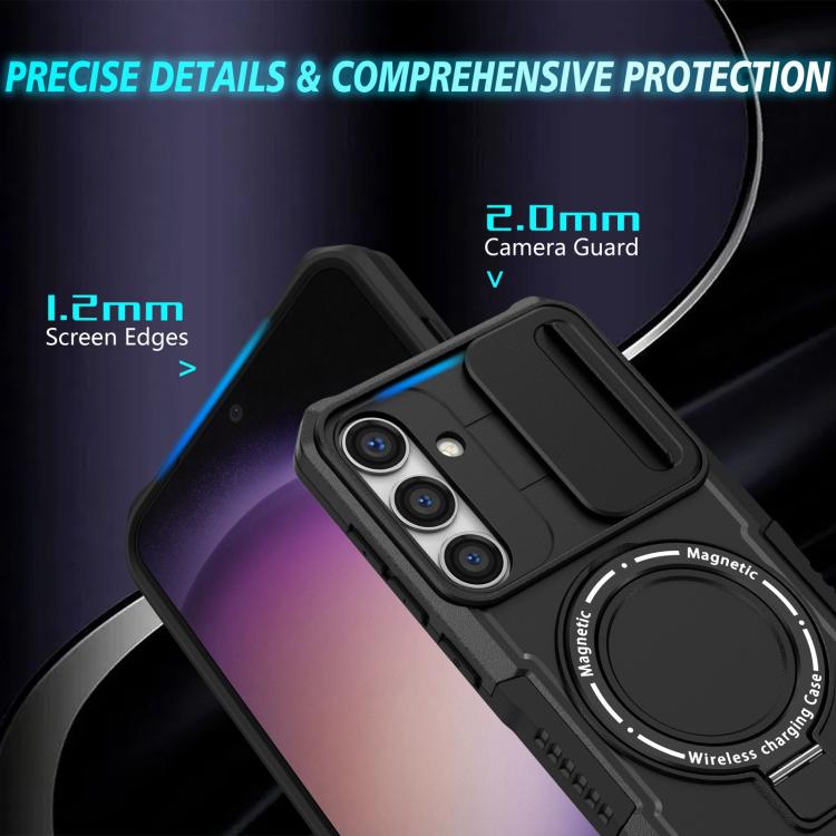 For Samsung Galaxy S25+ 5G Sliding Camshield MagSafe Holder TPU Hybrid PC Phone Case(Black) - Galaxy S25+ 5G Cases by PMC TechLife | Online Shopping South Africa | PMC TechLife | Buy Now Pay Later Mobicred