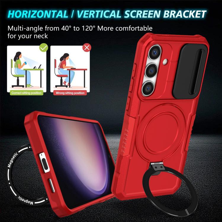 For Samsung Galaxy S25+ 5G Sliding Camshield MagSafe Holder TPU Hybrid PC Phone Case(Red) - Galaxy S25+ 5G Cases by PMC TechLife | Online Shopping South Africa | PMC TechLife | Buy Now Pay Later Mobicred