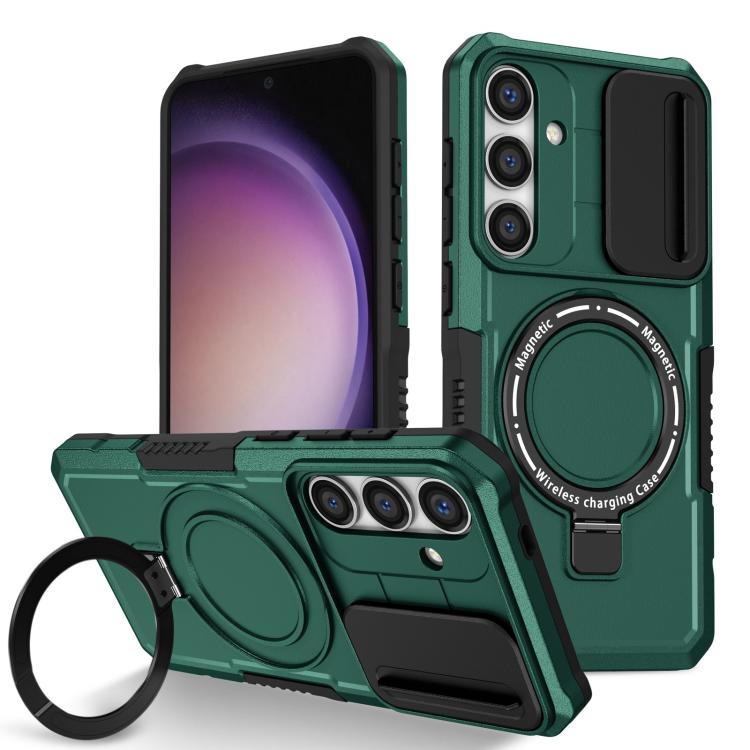 For Samsung Galaxy S25+ 5G Sliding Camshield MagSafe Holder TPU Hybrid PC Phone Case(Deep Green) - Galaxy S25+ 5G Cases by PMC TechLife | Online Shopping South Africa | PMC TechLife | Buy Now Pay Later Mobicred