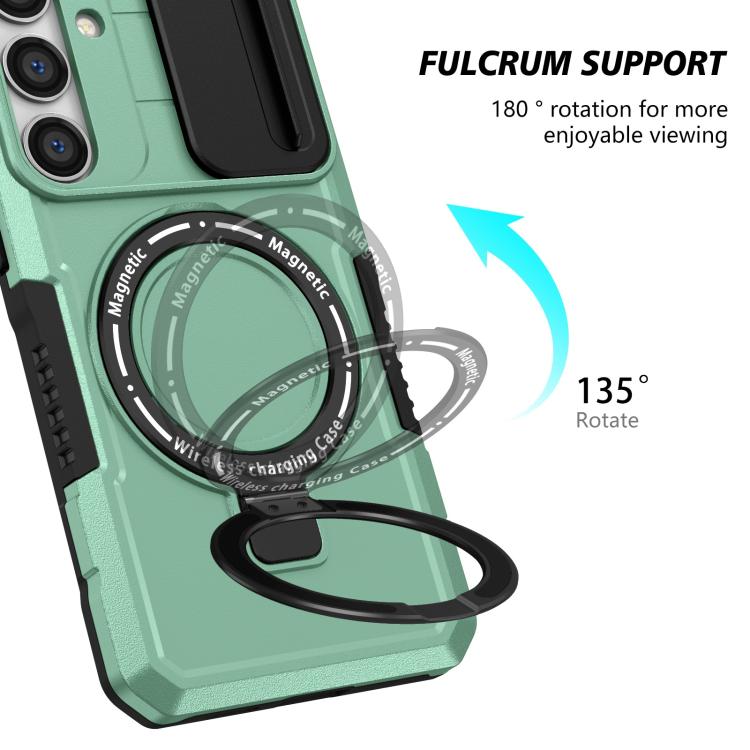 For Samsung Galaxy S25+ 5G Sliding Camshield MagSafe Holder TPU Hybrid PC Phone Case(Light Blue) - Galaxy S25+ 5G Cases by PMC TechLife | Online Shopping South Africa | PMC TechLife | Buy Now Pay Later Mobicred