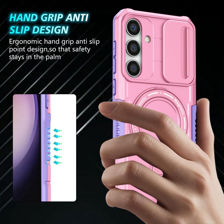 For Samsung Galaxy S25+ 5G Sliding Camshield MagSafe Holder TPU Hybrid PC Phone Case(Purple Pink) - Galaxy S25+ 5G Cases by PMC TechLife | Online Shopping South Africa | PMC TechLife | Buy Now Pay Later Mobicred