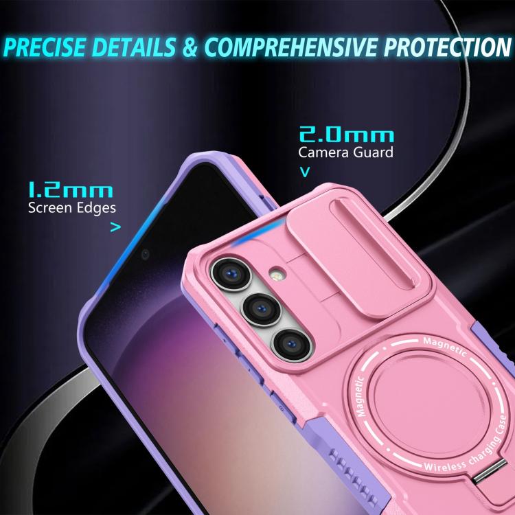 For Samsung Galaxy S25+ 5G Sliding Camshield MagSafe Holder TPU Hybrid PC Phone Case(Purple Pink) - Galaxy S25+ 5G Cases by PMC TechLife | Online Shopping South Africa | PMC TechLife | Buy Now Pay Later Mobicred
