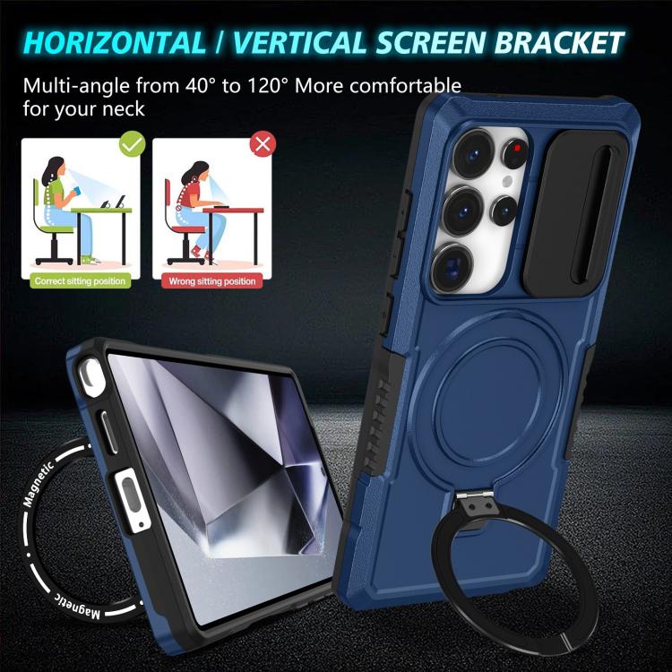 For Samsung Galaxy S25 Ultra 5G Sliding Camshield MagSafe Holder TPU Hybrid PC Phone Case(Royal Blue) - Galaxy S25 Ultra 5G Cases by PMC TechLife | Online Shopping South Africa | PMC TechLife | Buy Now Pay Later Mobicred