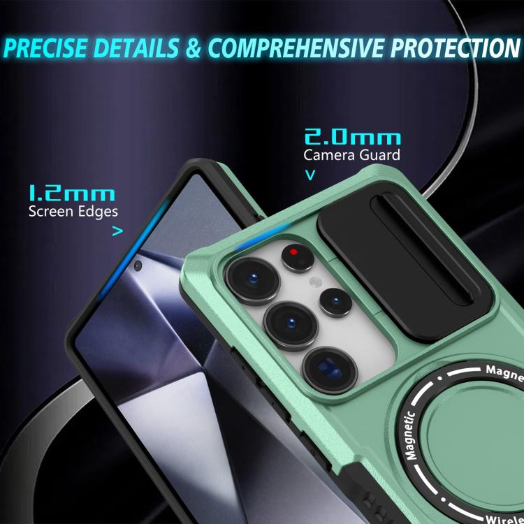 For Samsung Galaxy S25 Ultra 5G Sliding Camshield MagSafe Holder TPU Hybrid PC Phone Case(Light Blue) - Galaxy S25 Ultra 5G Cases by PMC TechLife | Online Shopping South Africa | PMC TechLife | Buy Now Pay Later Mobicred