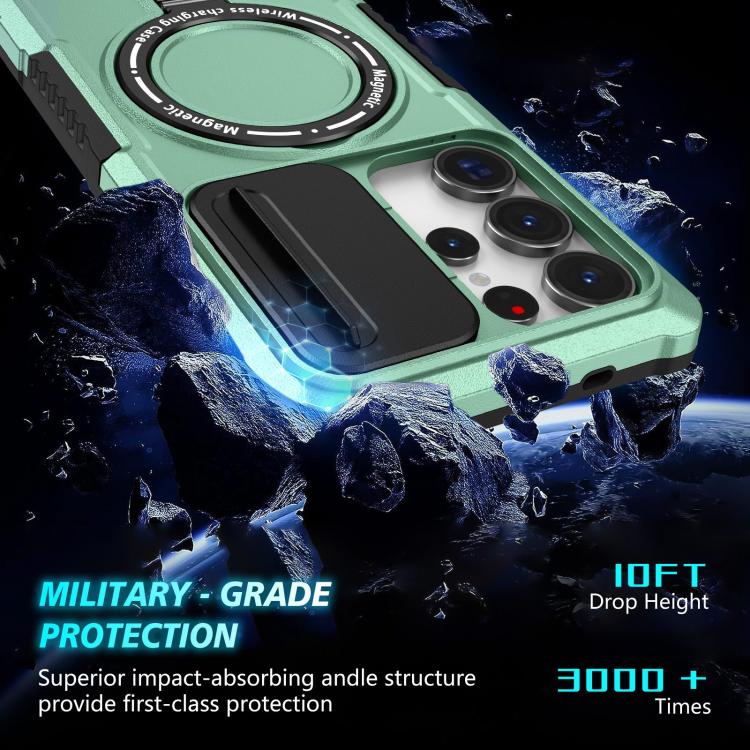 For Samsung Galaxy S25 Ultra 5G Sliding Camshield MagSafe Holder TPU Hybrid PC Phone Case(Light Blue) - Galaxy S25 Ultra 5G Cases by PMC TechLife | Online Shopping South Africa | PMC TechLife | Buy Now Pay Later Mobicred