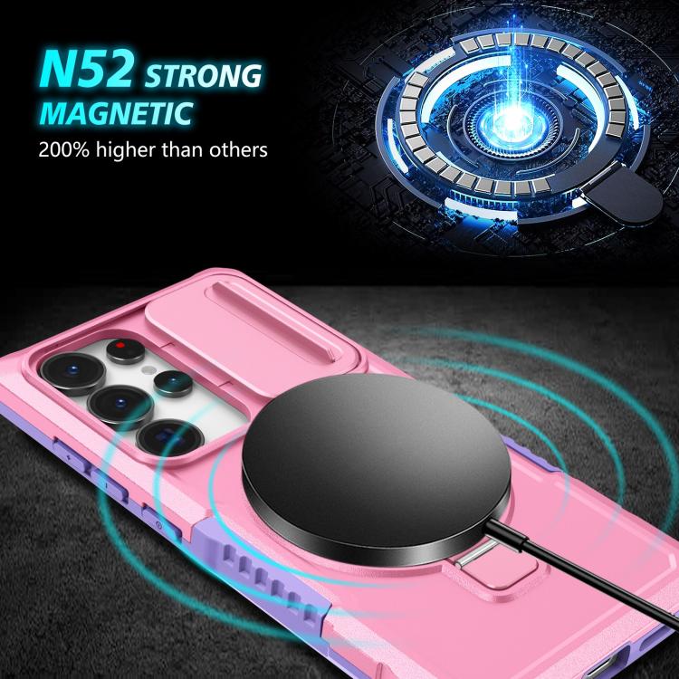 For Samsung Galaxy S25 Ultra 5G Sliding Camshield MagSafe Holder TPU Hybrid PC Phone Case(Purple Pink) - Galaxy S25 Ultra 5G Cases by PMC TechLife | Online Shopping South Africa | PMC TechLife | Buy Now Pay Later Mobicred