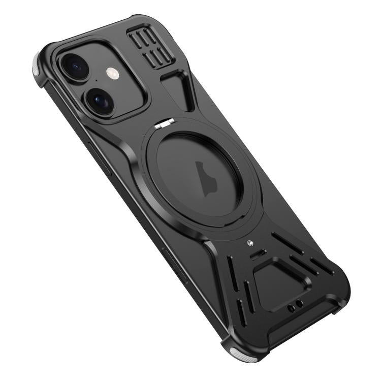 For iPhone 16 Armor 360 Holder Frameless Alloy MagSafe Phone Case(Black) - iPhone 16 Cases by PMc TechLife | Online Shopping South Africa | PMc TechLife | Buy Now Pay Later Mobicred