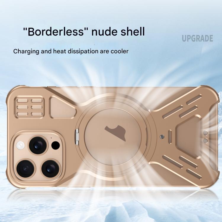 For iPhone 15 Pro Max Armor 360 Holder Frameless Alloy MagSafe Phone Case(Space Gray) - iPhone 15 Pro Max Cases by PMc TechLife | Online Shopping South Africa | PMc TechLife | Buy Now Pay Later Mobicred