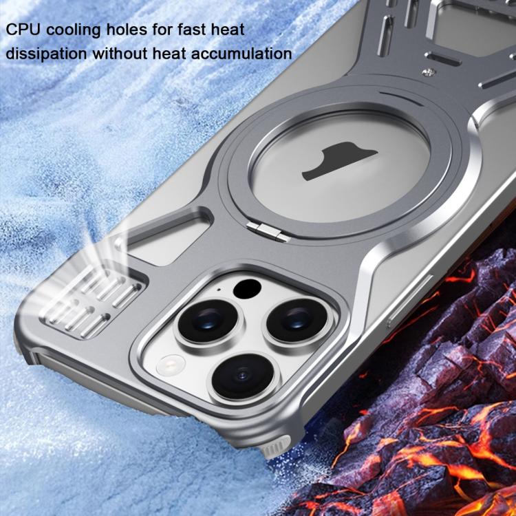 For iPhone 16 Pro Max Armor 360 Holder Frameless Alloy MagSafe Phone Case(Black) - iPhone 16 Pro Max Cases by PMc TechLife | Online Shopping South Africa | PMc TechLife | Buy Now Pay Later Mobicred