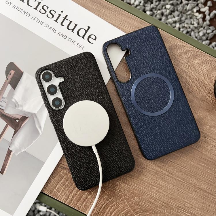 For Samsung Galaxy S25 5G CD Magsafe Magnetic Litchi Texture Phone Case(Blue) - Galaxy S25 5G Cases by PMC TechLife | Online Shopping South Africa | PMC TechLife | Buy Now Pay Later Mobicred
