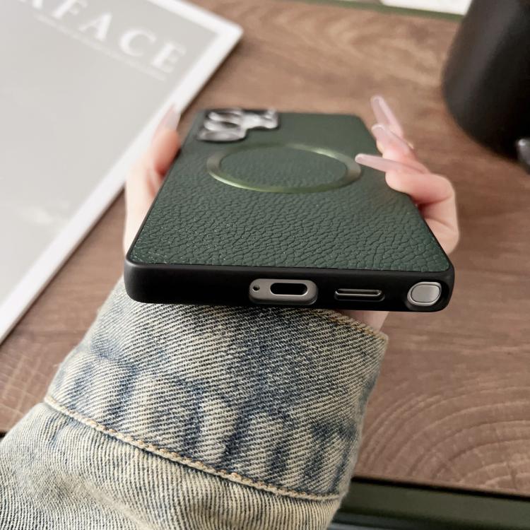 For Samsung Galaxy S25 Ultra 5G CD Magsafe Magnetic Litchi Texture Phone Case(Green) - Galaxy S25 Ultra 5G Cases by PMC TechLife | Online Shopping South Africa | PMC TechLife | Buy Now Pay Later Mobicred