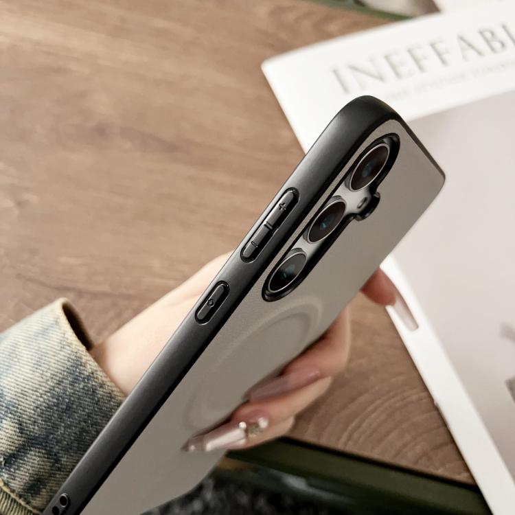 For Samsung Galaxy S25 5G Magsafe Magnetic Plain Leather Phone Case(White) - Galaxy S25 5G Cases by PMC TechLife | Online Shopping South Africa | PMC TechLife | Buy Now Pay Later Mobicred