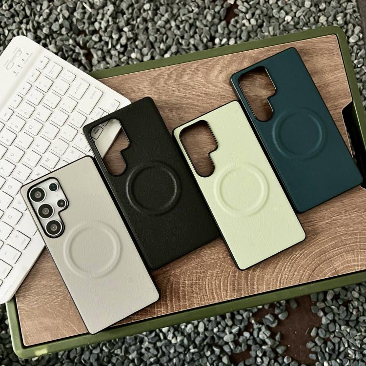 For Samsung Galaxy S25 Ultra 5G Magsafe Magnetic Plain Leather Phone Case(Dark Green) - Galaxy S25 Ultra 5G Cases by PMC TechLife | Online Shopping South Africa | PMC TechLife | Buy Now Pay Later Mobicred