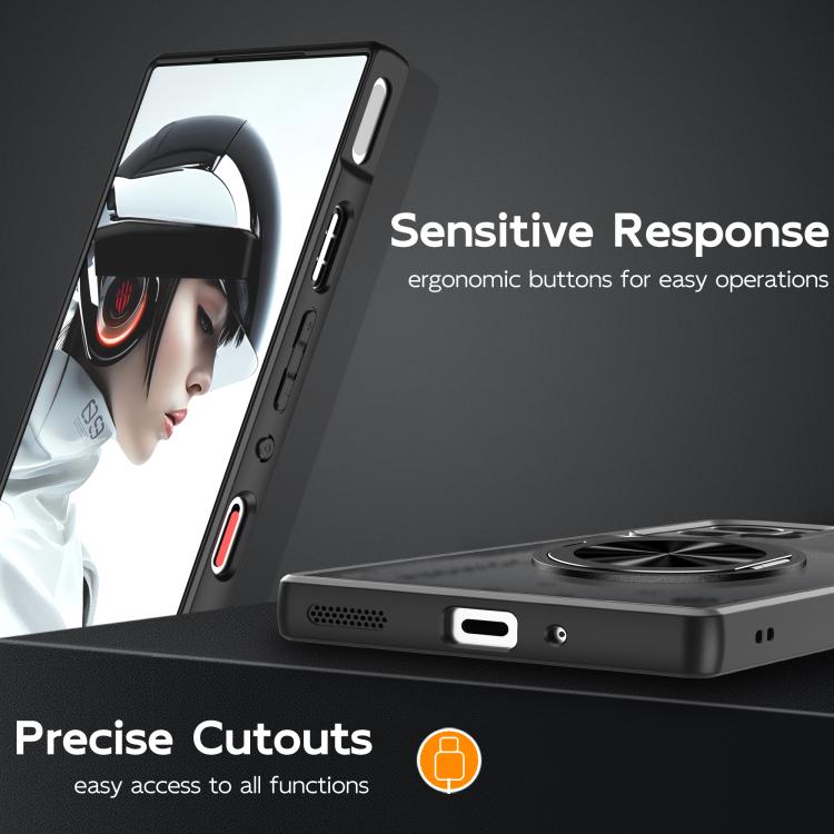 For ZTE nubia Red Magic 9 Pro Rotating Ring Holder TPU Hybrid PC Phone Case(Matte Black) - ZTE Cases by PMC TechLife | Online Shopping South Africa | PMC TechLife | Buy Now Pay Later Mobicred